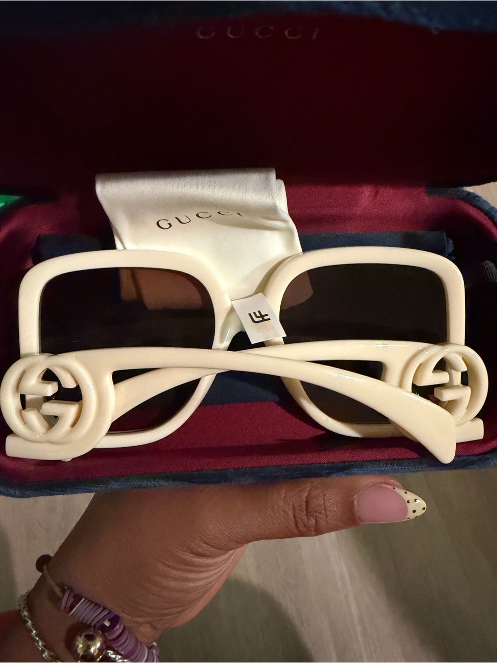 Gucci Cream Oversized Square Sunglasses